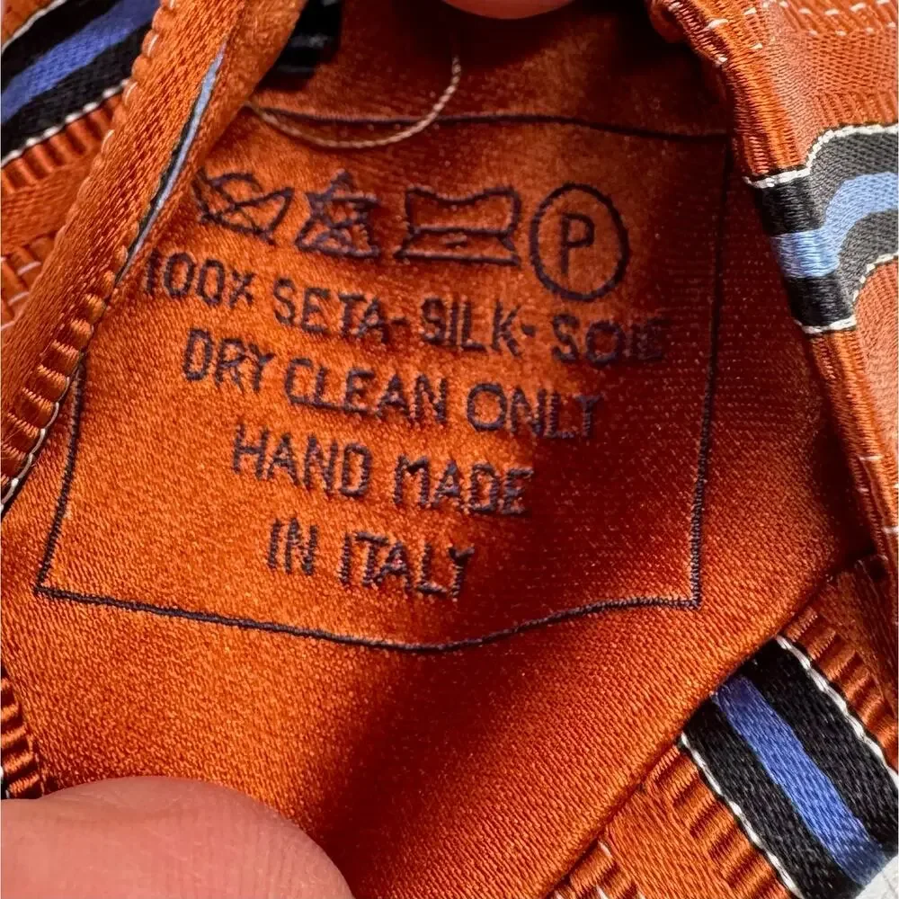 NWT ITALO FERRETTI Silk Orange & Blue Striped Neck Tie